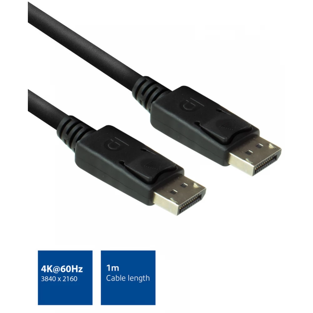 ACT CONNECTIVITY DisplayPort 1.2/1.2a Összekötő Fekete 1m AC3900