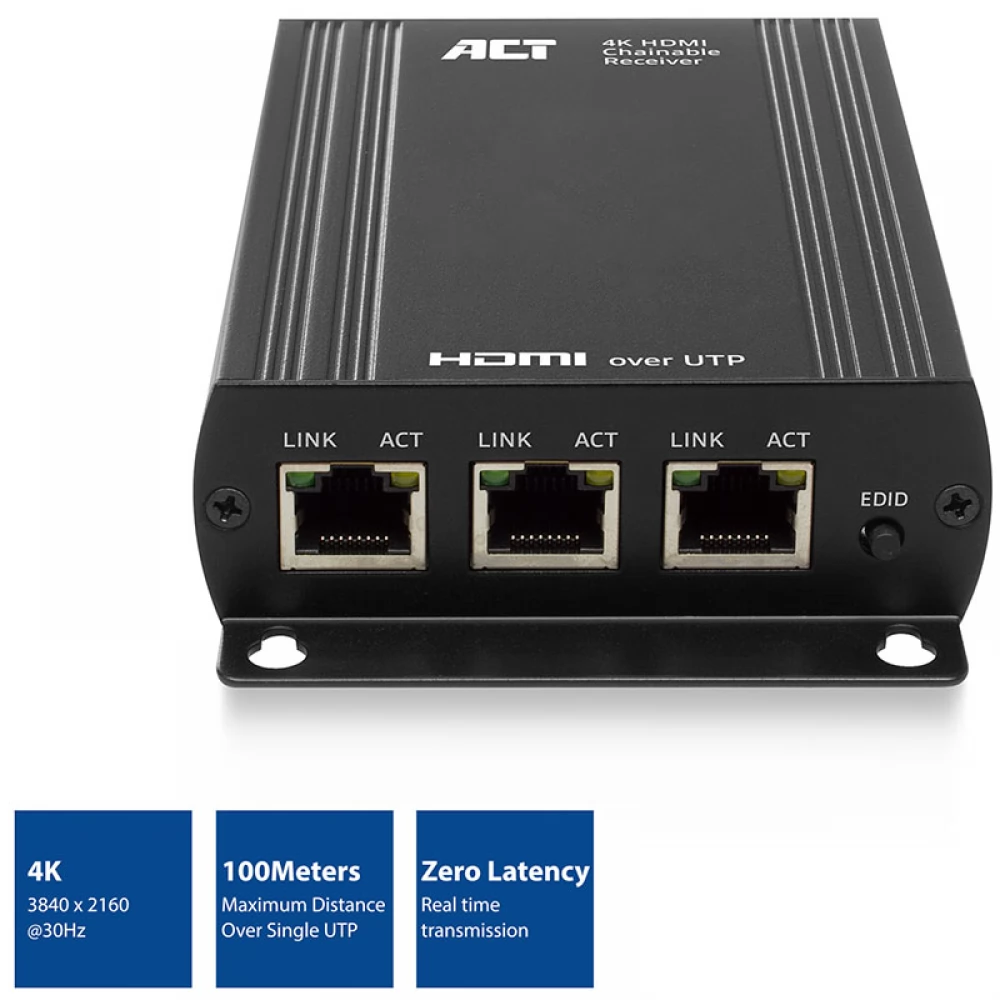 ACT CONNECTIVITY HDMI over CATx extender set up to 100 meter
