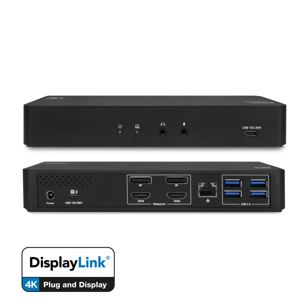 ACT CONNECTIVITY USB-C dokkolóállomás 4K 2 HDMI vagy DisplayPort monitorhoz DisplayLink