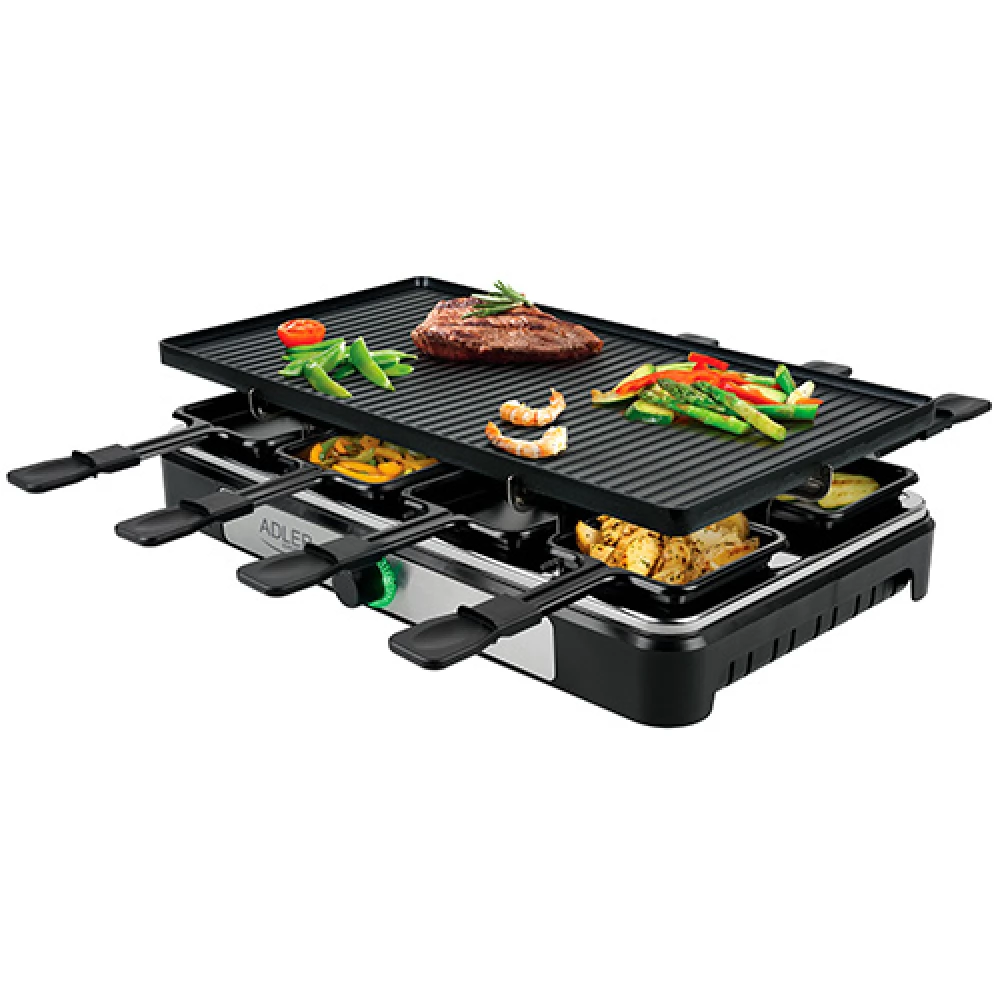 ADLER AD 6616 Raclette elektromos grill 1400 W fekete / ezüst / rozsdamentes acél
