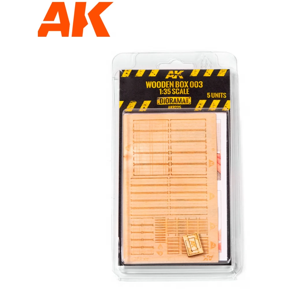 AK INTERACTIVE 1/35 Laser Cut Wooden Box 003 fa doboz dioráma kiegészítő 5 darabos szett