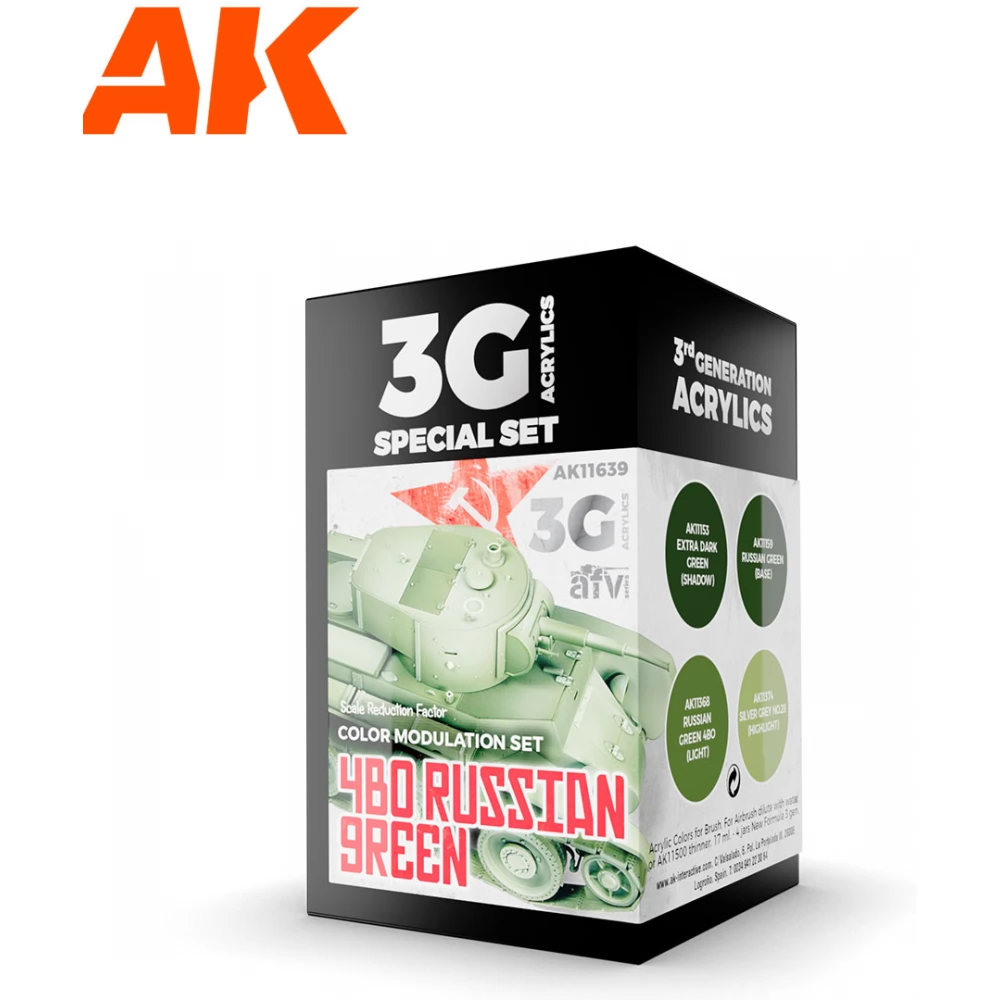 AK INTERACTIVE 4BO Russian Green modulation set akrilfesték készlet 4x 17ml