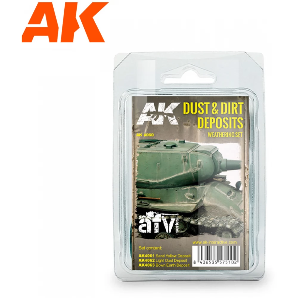 AK INTERACTIVE AFV Dust And Dirt Deposits Weathering Set enamel effekt festék készlet 3x 35ml
