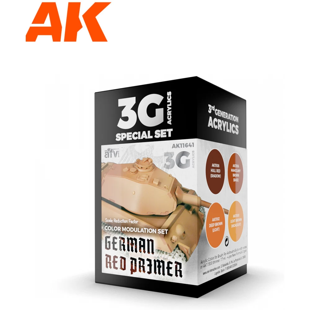 AK INTERACTIVE AFV Special Set Modulation German Red Primer akrilfesték készlet 4x 17ml