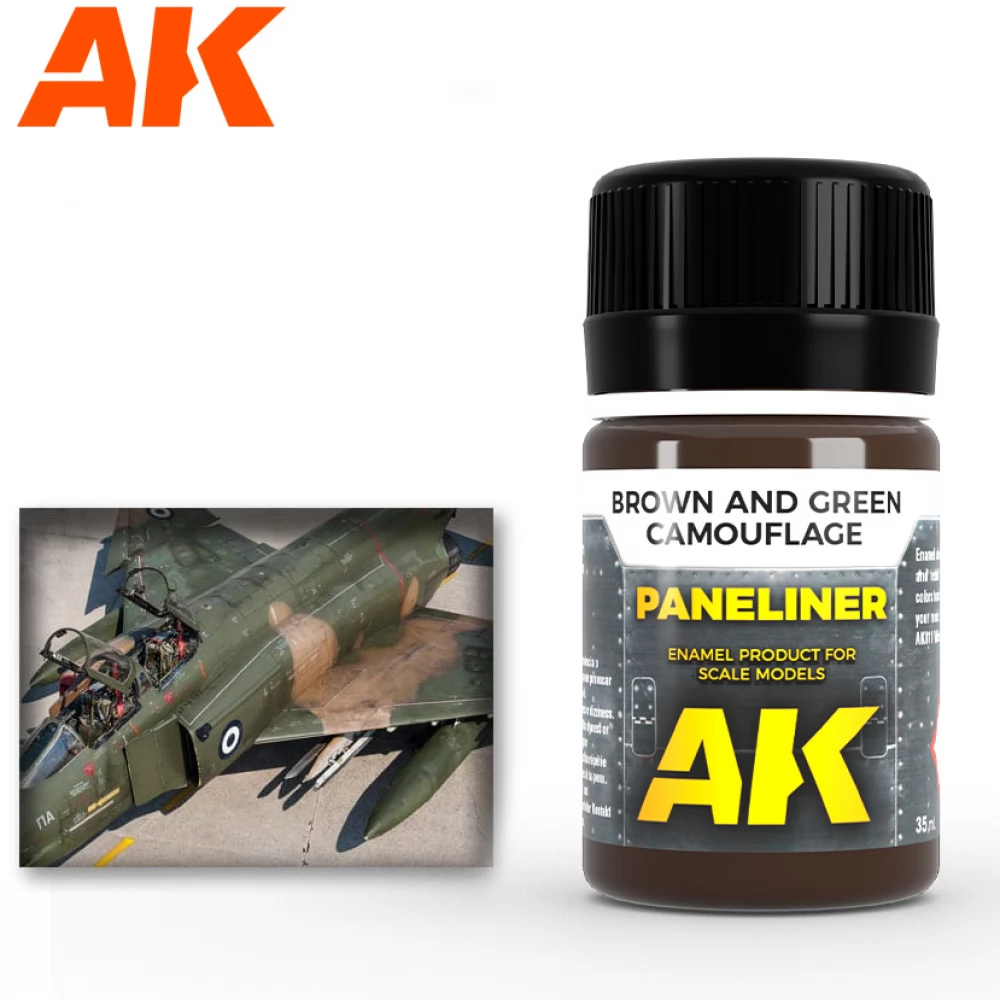 AK INTERACTIVE AIR Paneliner For Brown and Green Camouflage enamel panel kiemelő festék 35ml