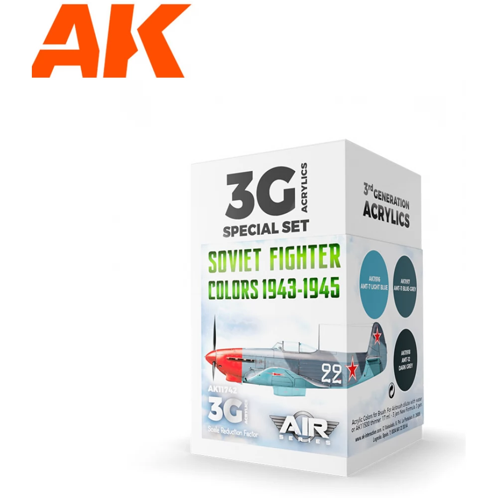 AK INTERACTIVE AIR Soviet Fighter Colors 1943-1945 akrilfesték készlet 3x 17ml