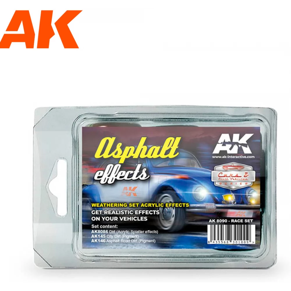 AK INTERACTIVE Asphalt Effects Race Set pigment és akrilfesték készlet