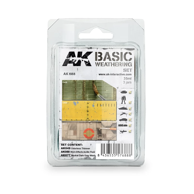 AK INTERACTIVE Basic Weathering Set köszoló-antikoló készlet 3x 35 ml