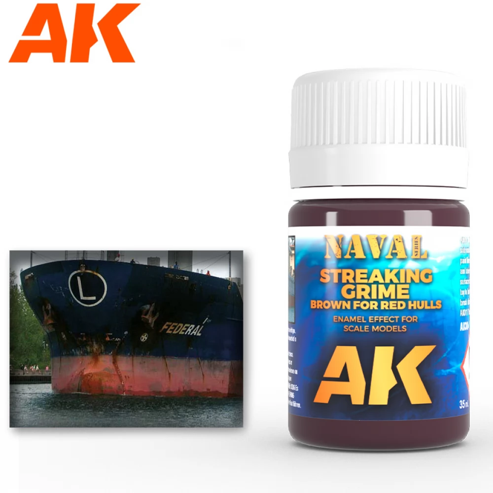 AK INTERACTIVE Brown Streaking Grime For Red Hulls enamel effekt festék 35 ml