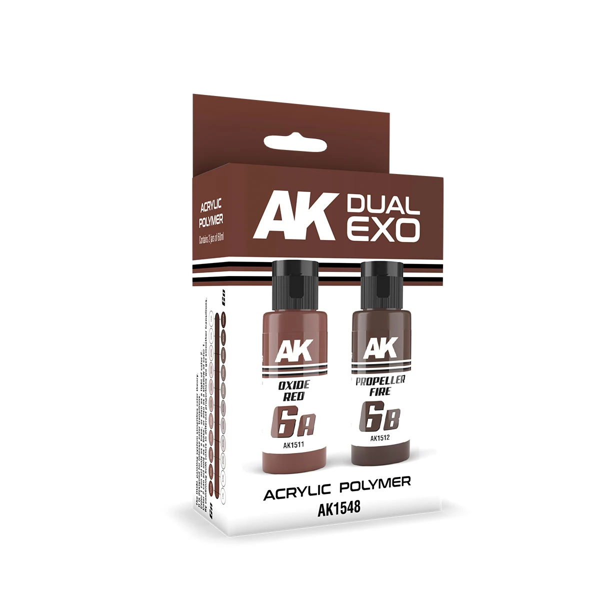 AK INTERACTIVE Dual Exo Oxide Red and Propeller Fire félfényes vörös akril polimer festék készlet 2x 60ml