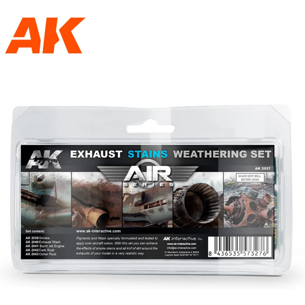 AK INTERACTIVE Exausts & Stains Weathering Set akrilfesték készlet 5x 35ml