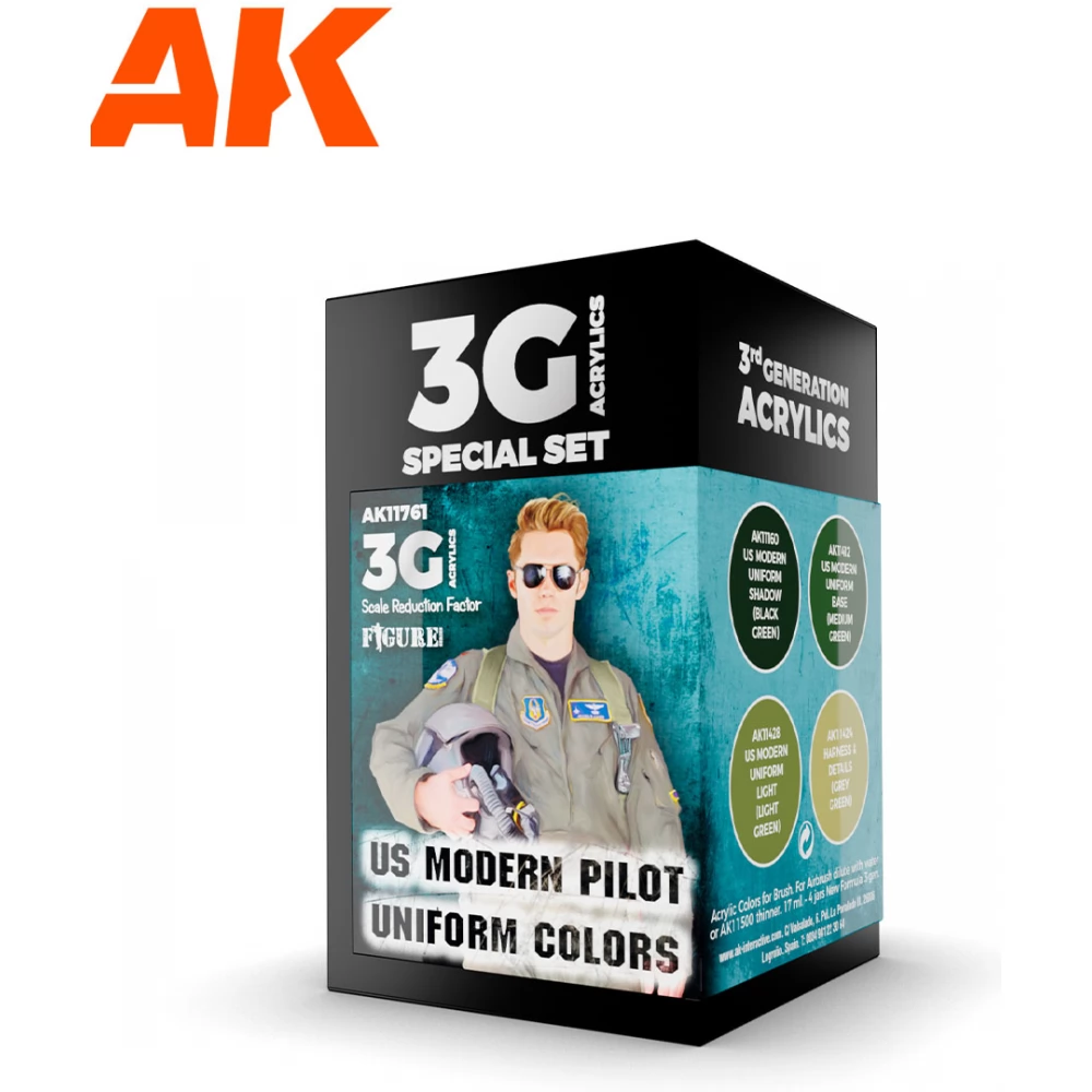 AK INTERACTIVE Figure US Modern Pilot Uniform Colors akrilfesték készlet 4x 17ml