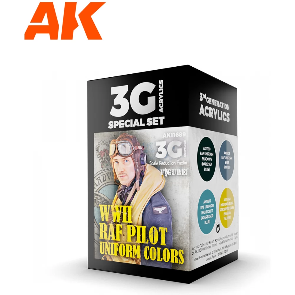 AK INTERACTIVE Figure WWII RAF Uniform Colors akrilfesték készlet 4x 17ml