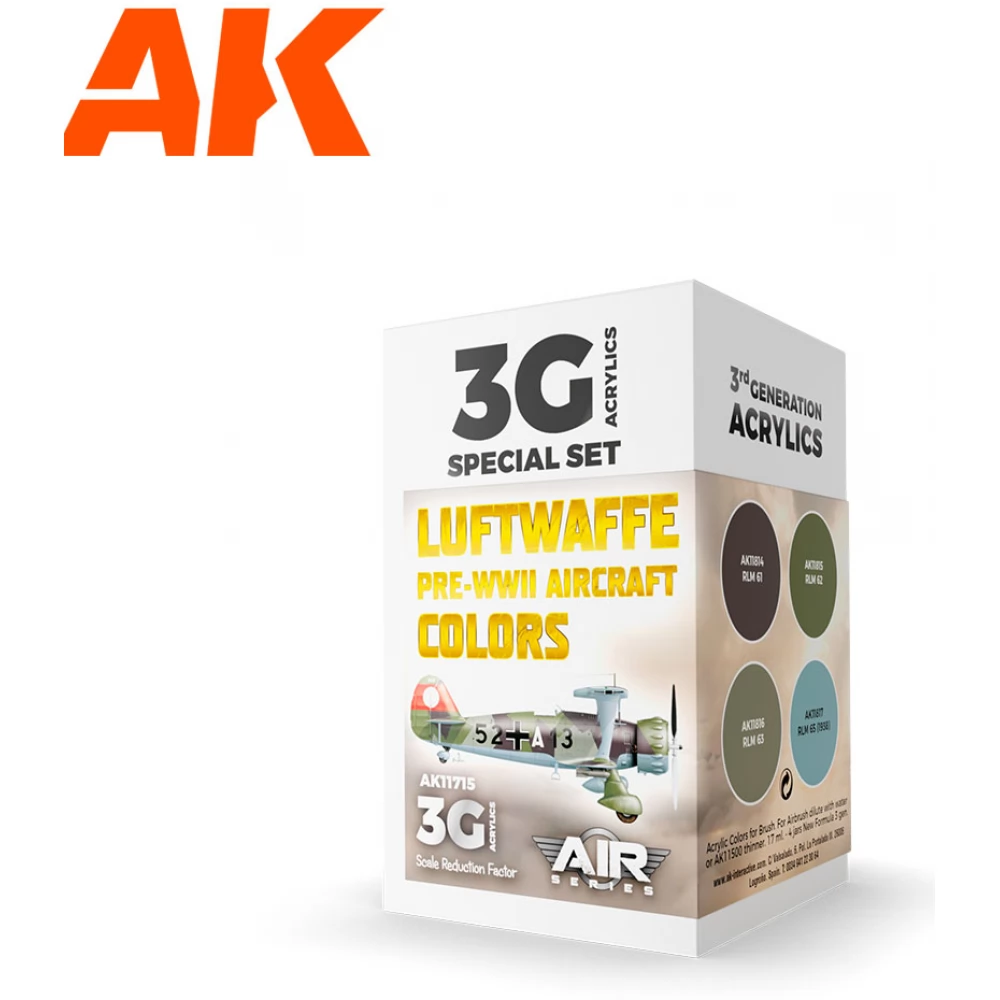 AK INTERACTIVE Luftwaffe Pre-WWII Aircraft Colors Set akrilfesték készlet 4x 17ml