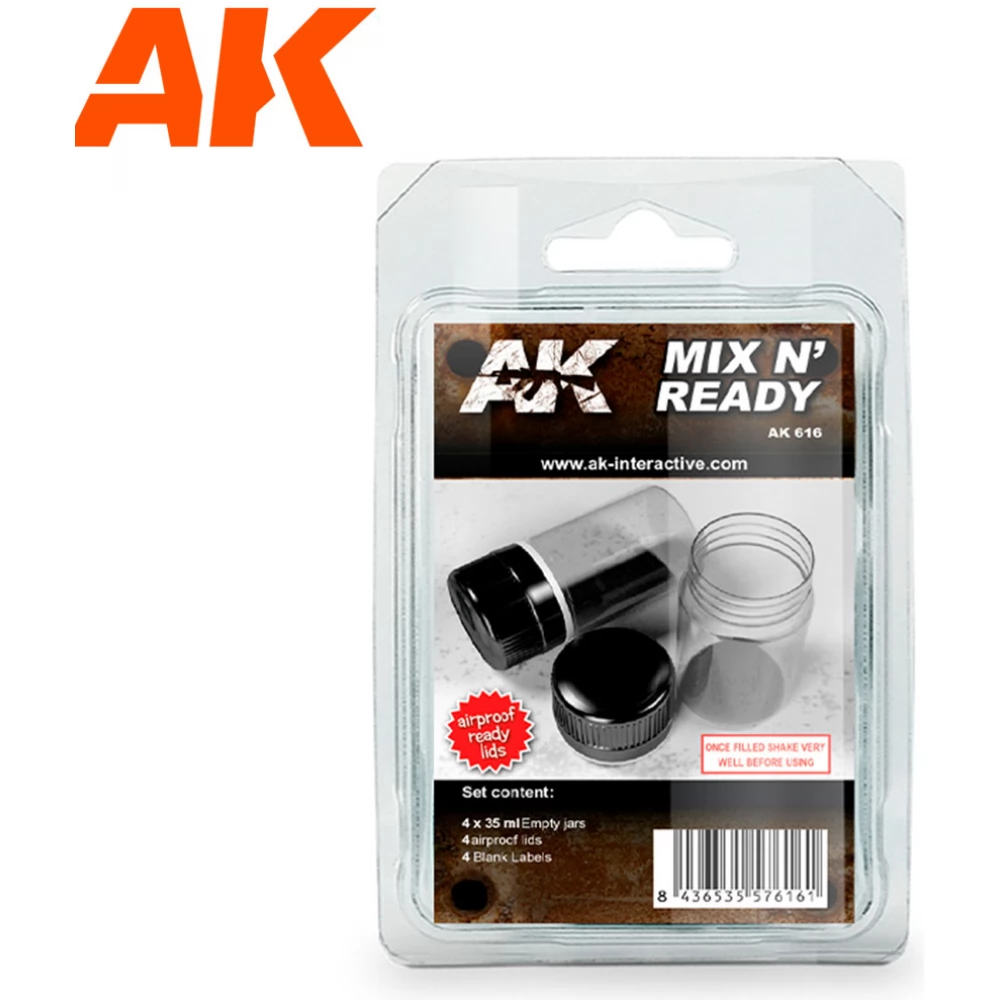 AK INTERACTIVE Mix And Ready festék keverő üveg készlet enamel festékekhez 4x 35ml