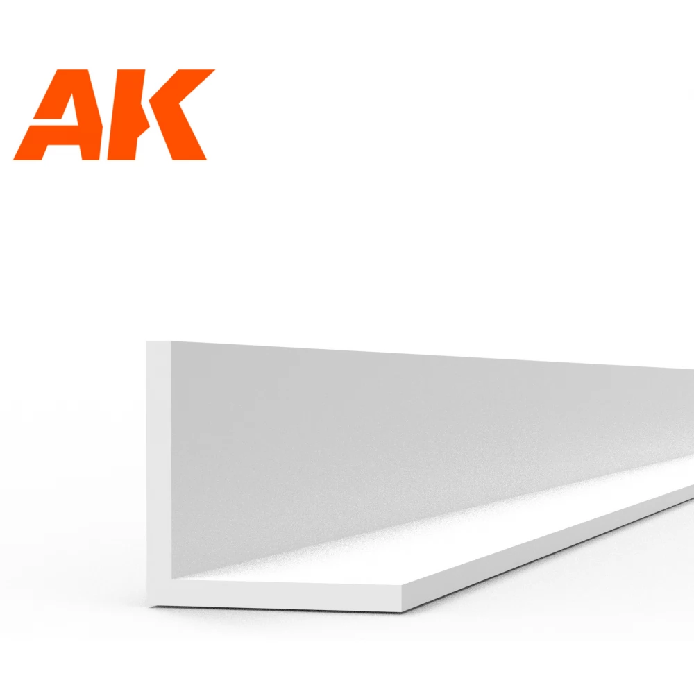 AK INTERACTIVE Modeling Styrene Angle fehér derékszögű szivacs lap 2.5x2.5x350mm 4 darabos szett