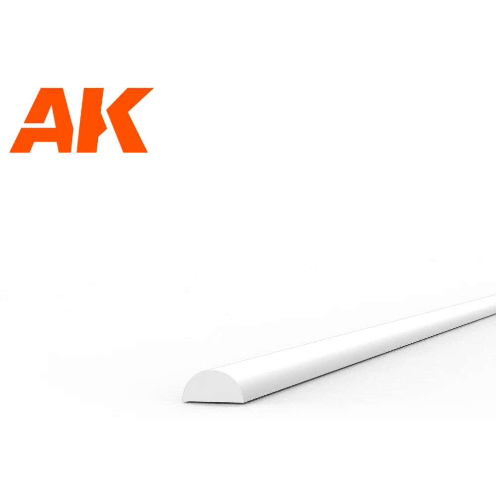AK INTERACTIVE Modeling Styrene Half Cane fehér szivacs lap 1x350mm 5 darabos szett