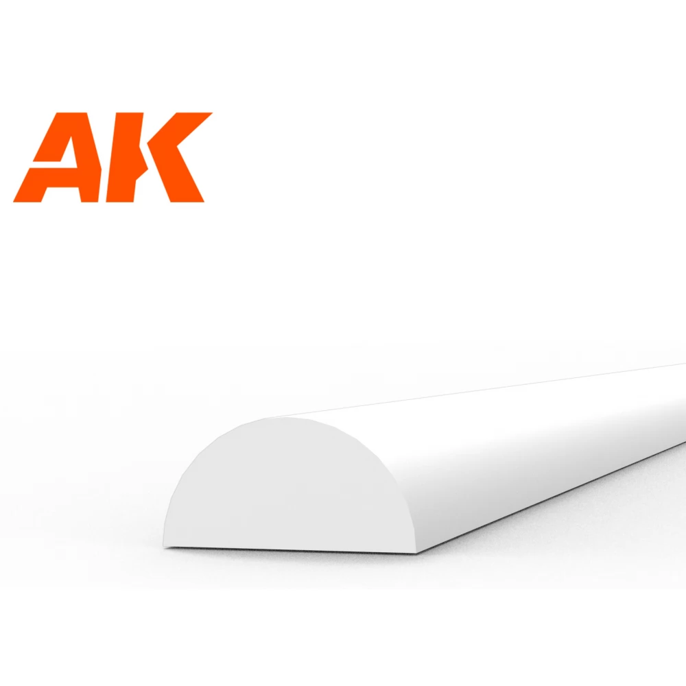 AK INTERACTIVE Modeling Styrene Half Cane fehér szivacs lap 3x350mm 3 darabos szett