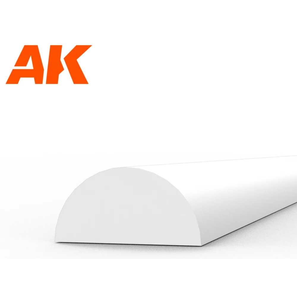 AK INTERACTIVE Modeling Styrene Half Cane fehér szivacs lap 4x350mm 3 darabos szett