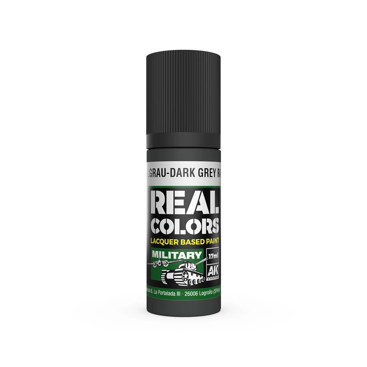 AK INTERACTIVE Real Colors Lacquer Based Paint Dunkelgrau-Dark Grey RAL 7021 sötétszürke lakk alapú festék 17ml