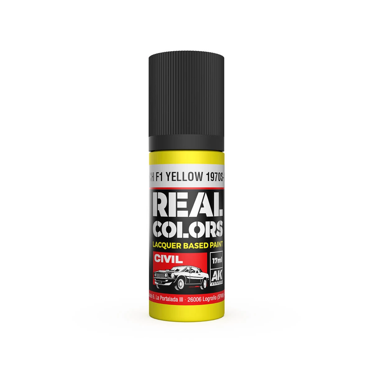 AK INTERACTIVE Real Colors Lacquer Based Paint French F1 Yellow 1970s-1980s sárga lakk alapú festék 17ml