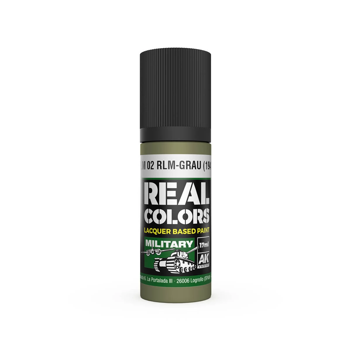 AK INTERACTIVE Real Colors Lacquer Based Paint RLM 02 RLM-Grau (1941) szürke lakk alapú festék 17ml