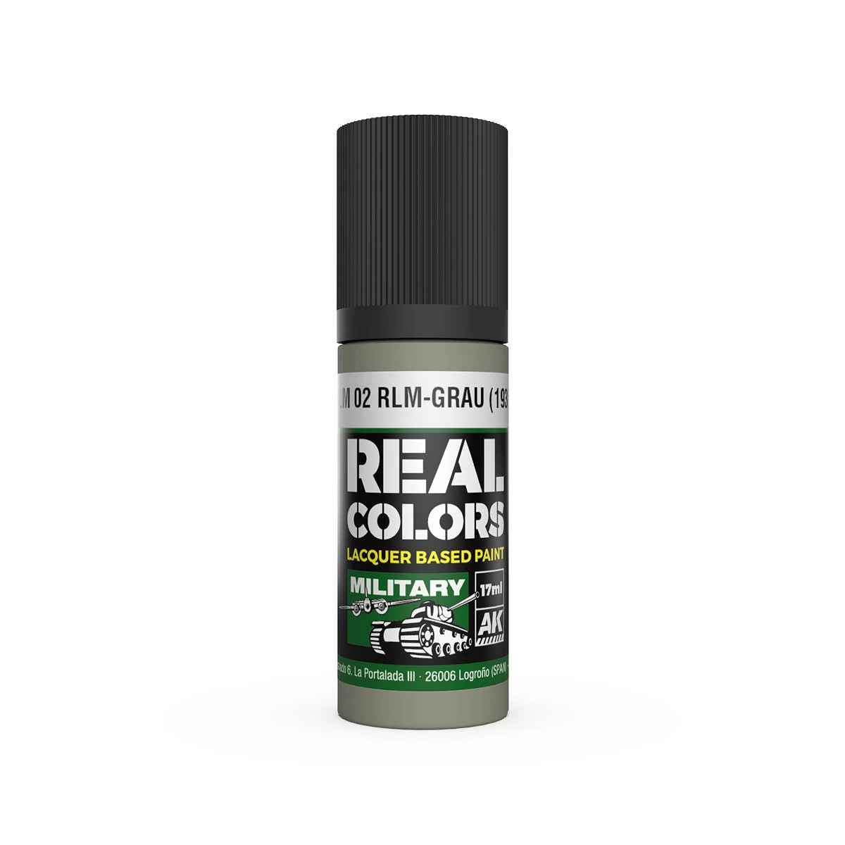 AK INTERACTIVE Real Colors Lacquer Based Paint RLM 02 RLM-Grau (1938) szürke lakk alapú festék 17ml