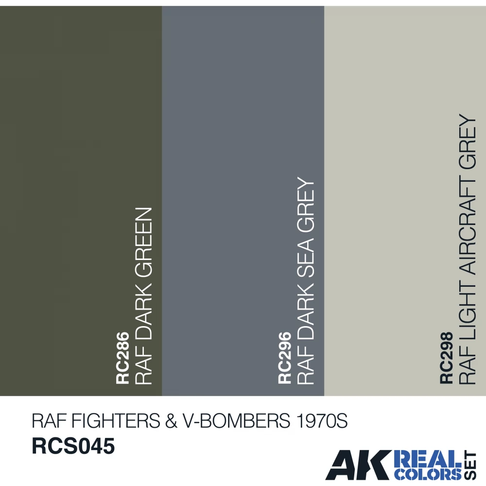 AK INTERACTIVE Real colors RAF Fighters & V-Bombers 1970S akril lakk festék készlet 3x 10ml
