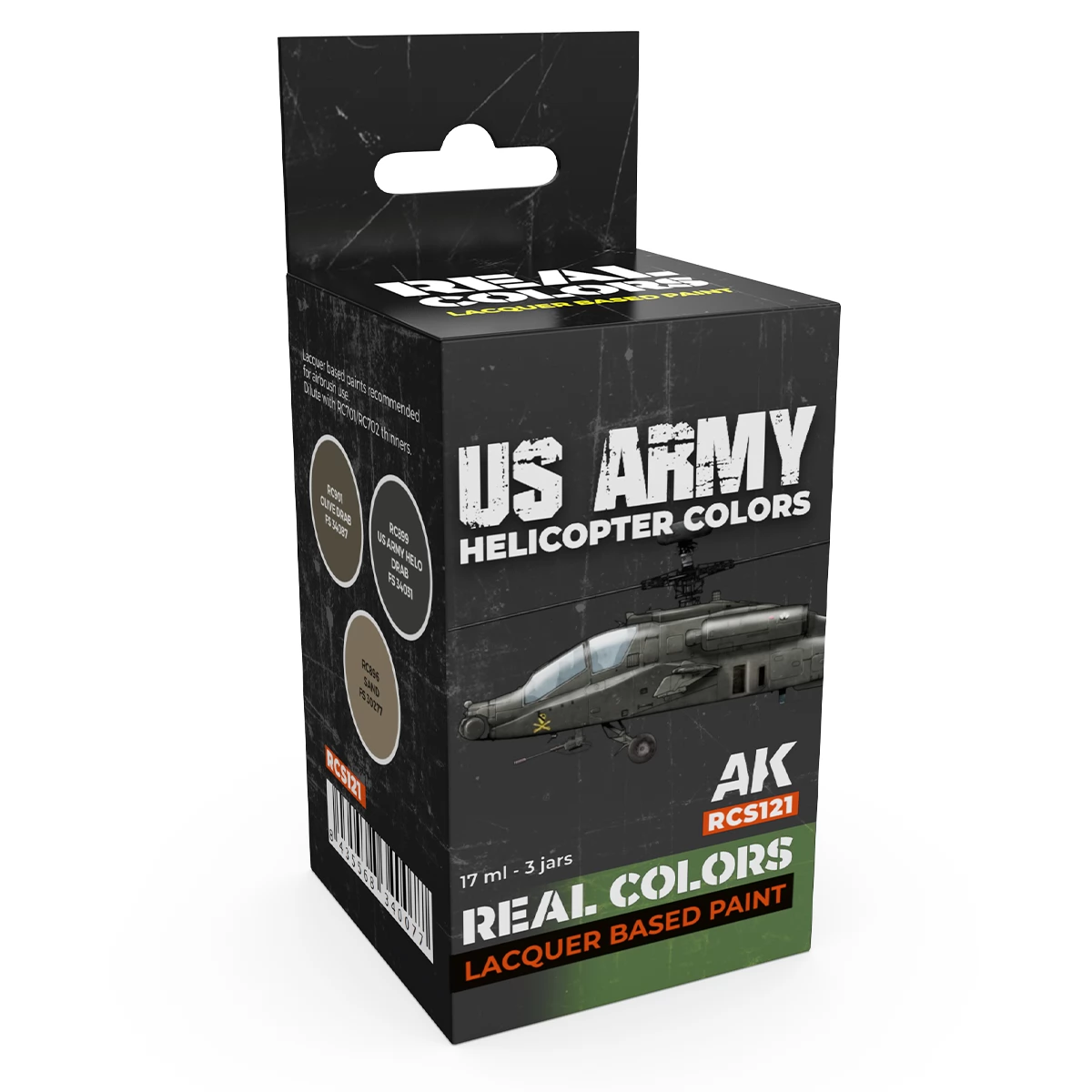 AK INTERACTIVE US Army Helicopter Colors lakk alapú festék készlet 3x 17ml