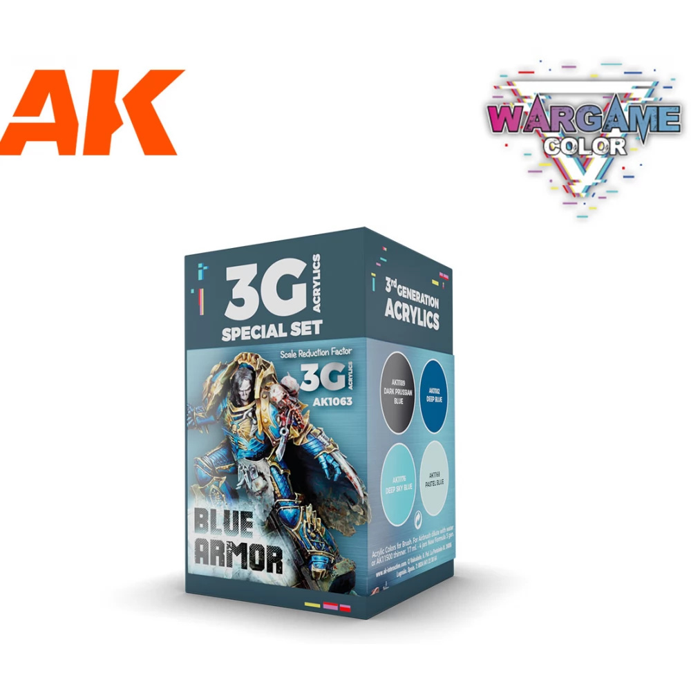 AK INTERACTIVE Wargame Color Set Blue Armor kék páncél akrilfesték készlet 4x 17ml