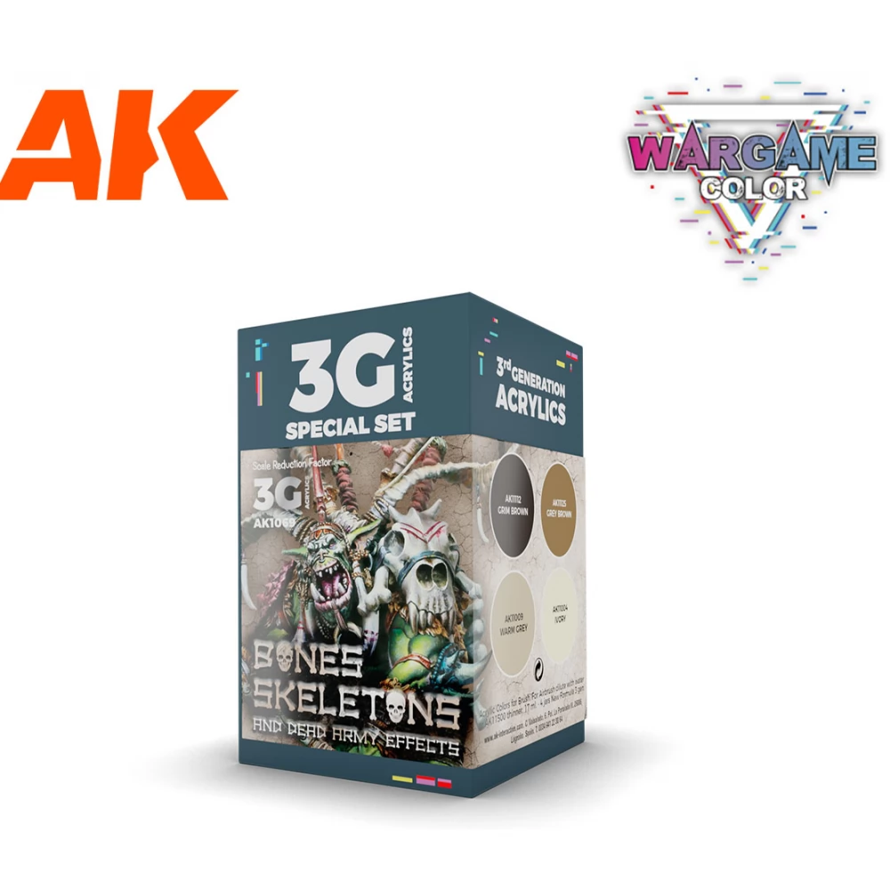 AK INTERACTIVE Wargame Color Set Bones And Skeletons csont szín akrilfesték készlet 4x 17ml