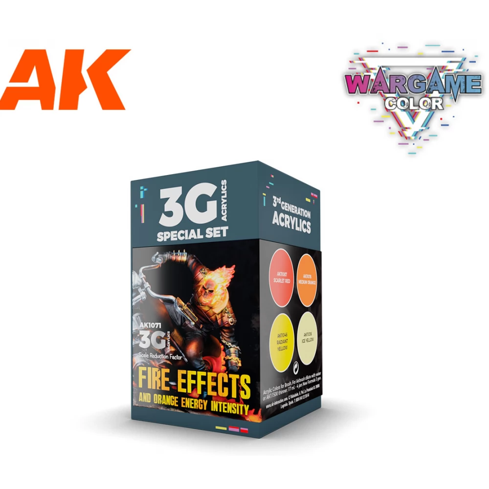 AK INTERACTIVE Wargame Color Set Fire Effects tűzhatás akrilfesték készlet 4x 17ml