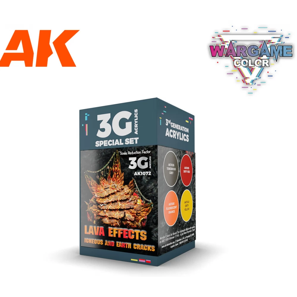AK INTERACTIVE Wargame Color Set Lava Effects láva hatás akrilfesték készlet 4x 17ml