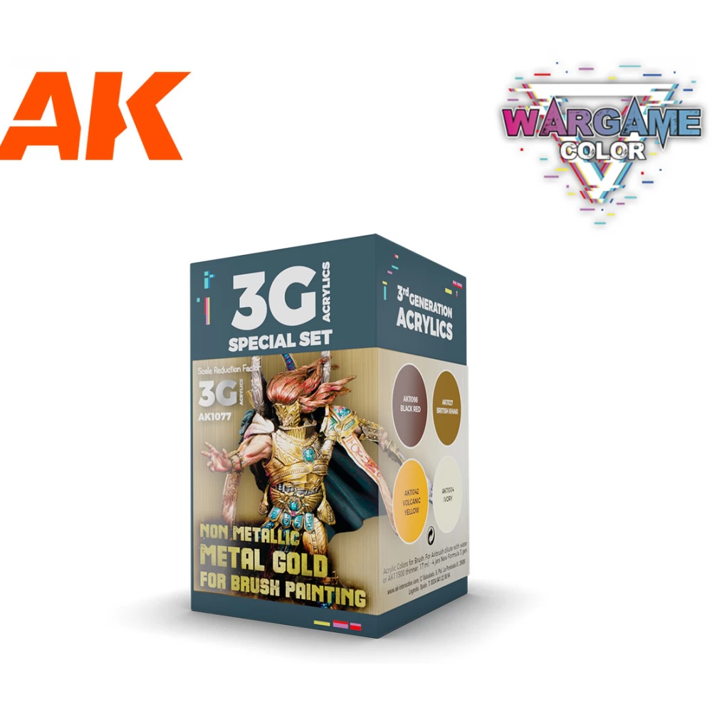 AK INTERACTIVE Wargame Color Set Non Metallic Metal Gold fémes arany akrilfesték készlet 4x 17ml