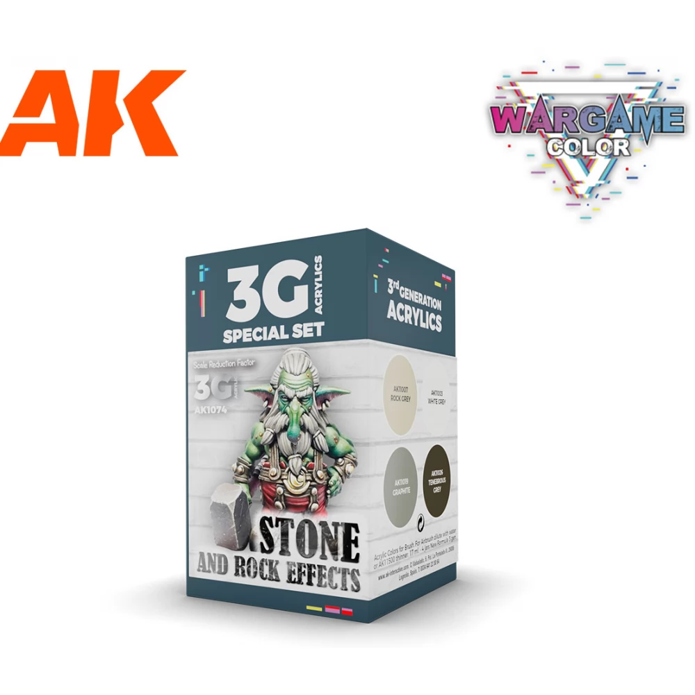 AK INTERACTIVE Wargame Color Set Stone And Rock kő és szikla effektus akrilfesték készlet 4x 17ml