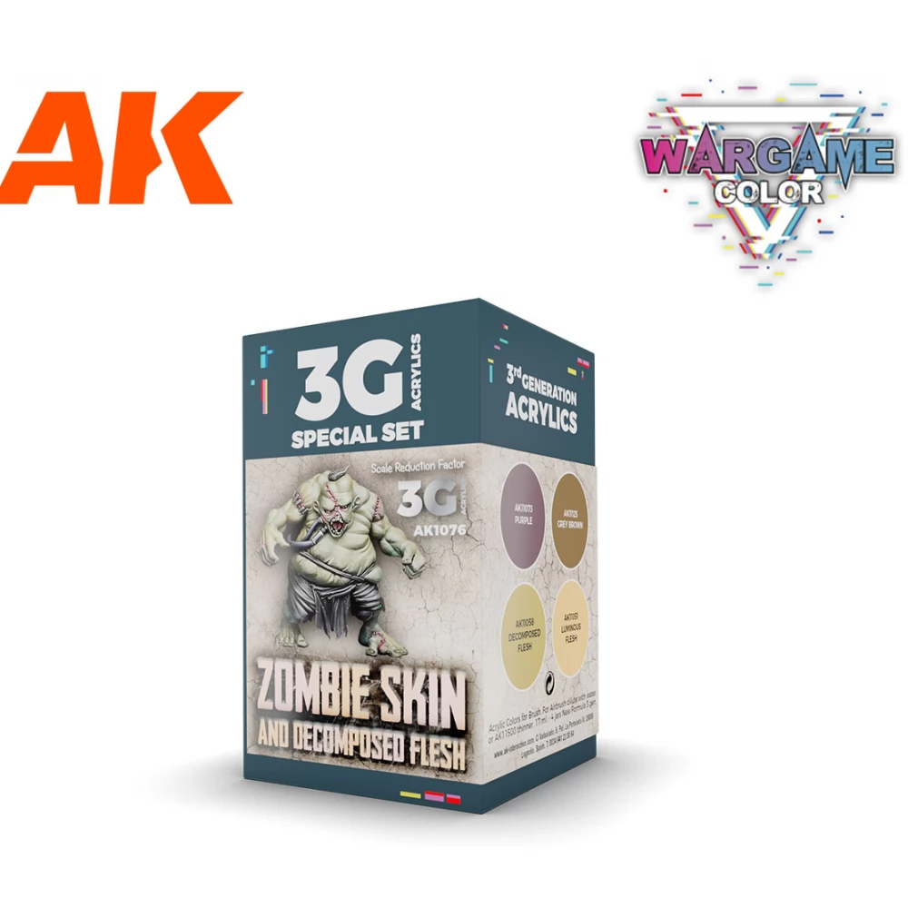 AK INTERACTIVE Wargame Color Set Zombie Skin zombi bőr hatás akrilfesték készlet 4x 17ml