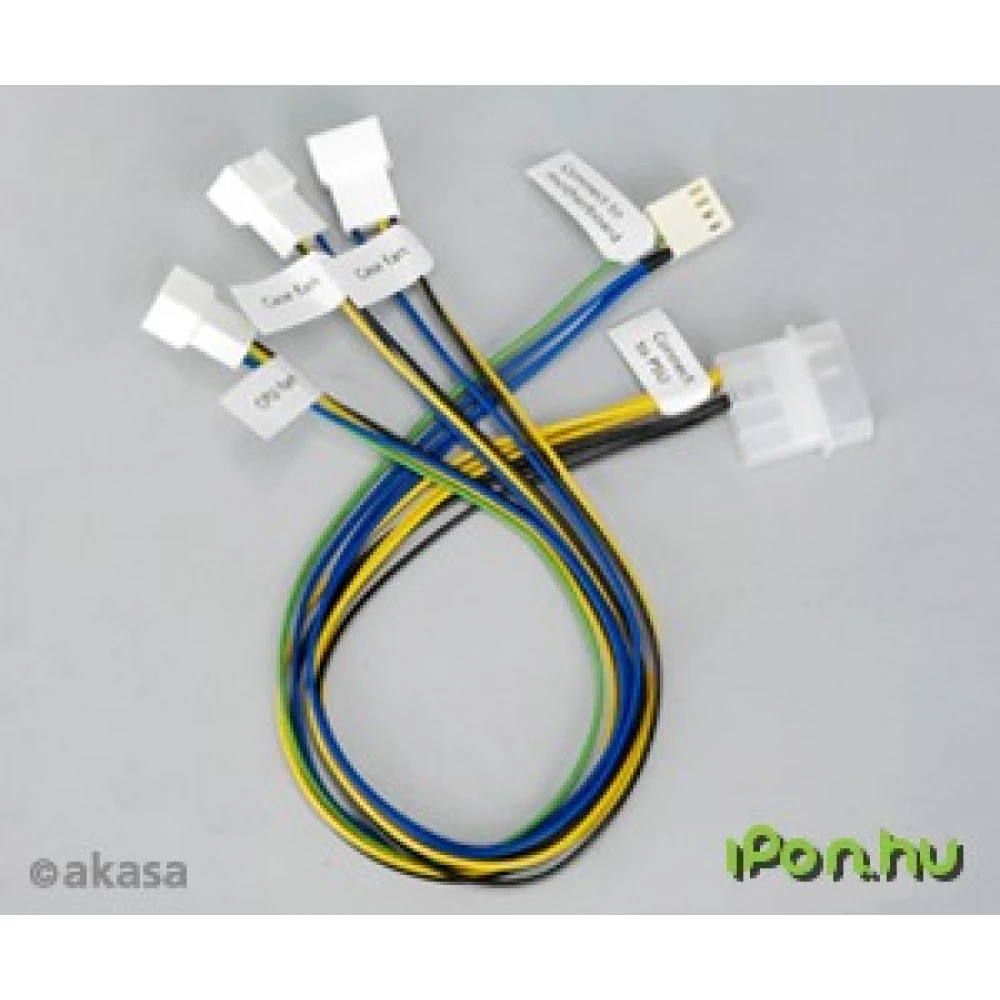 AKASA Molex + 4pin 2/3/4 pin Átalakító Fekete 30cm AK-CB002