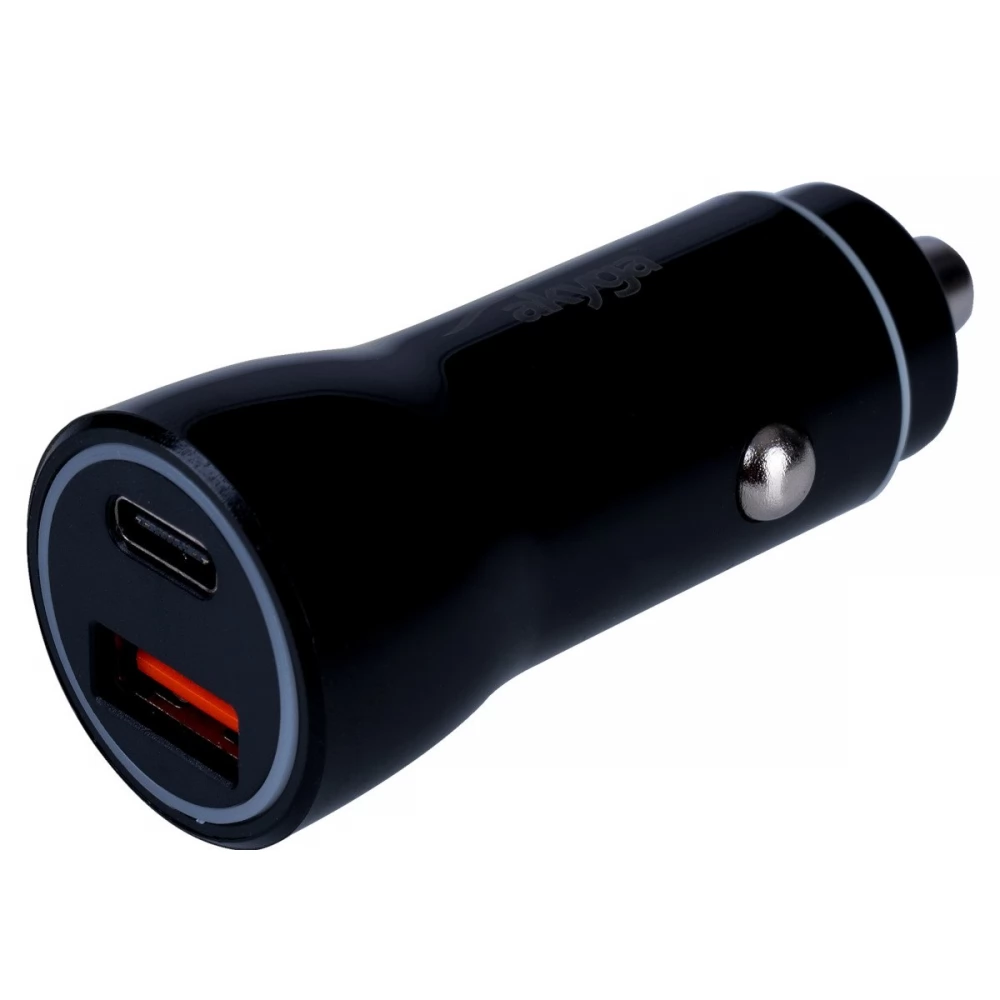 AKYGA AK-CH-16 Autós töltő 1xUSB QC USB-C 3A fekete