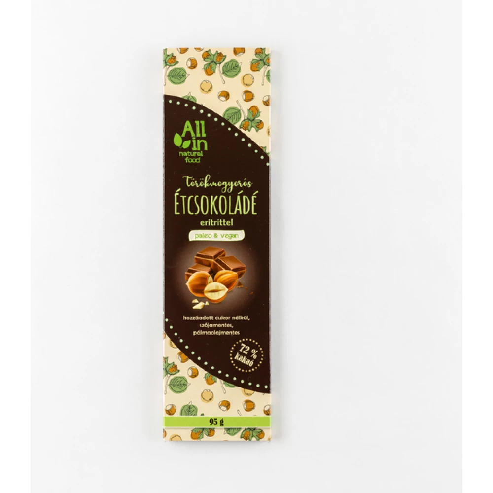 All in étcsokoládé törökmogyorós eritrittel 95 g