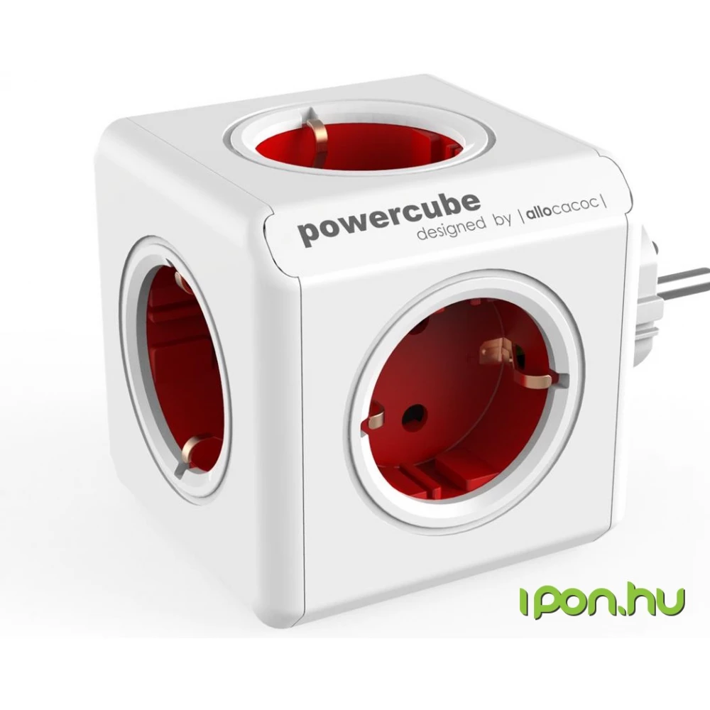 ALLOCACOC PowerCube 5 aljzat Fali elosztó fehér-piros