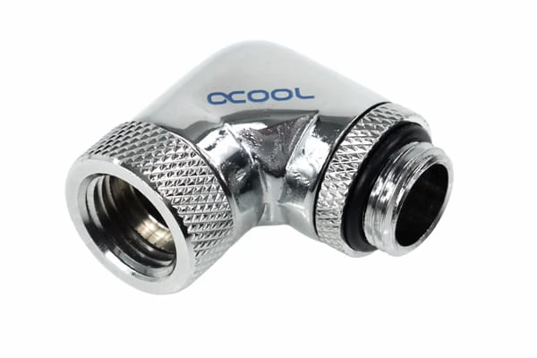 ALPHACOOL 17056 HF angled adaptor 90 degree revolvable G1/4 outer thread to G1/4 inner thread - króm