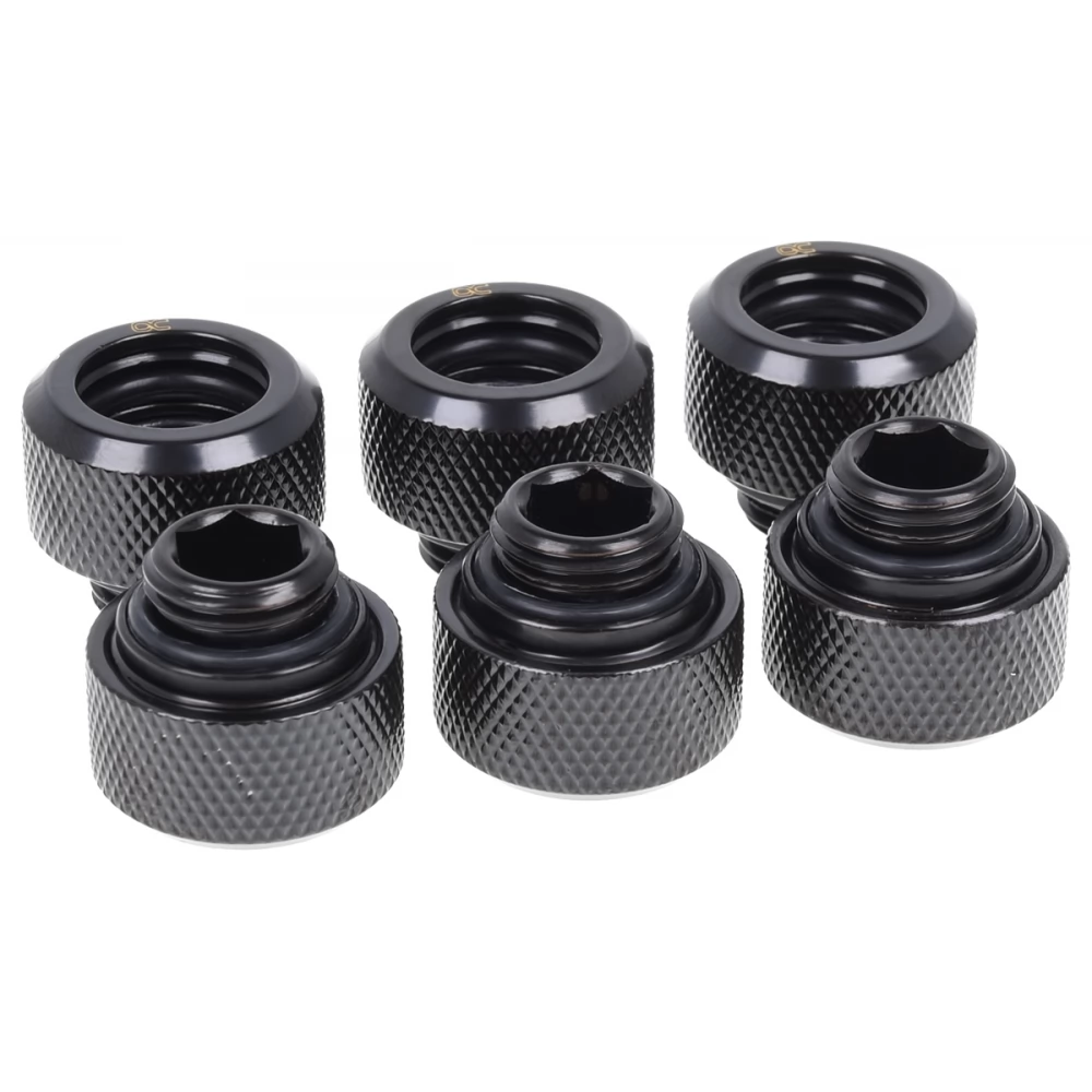 ALPHACOOL 17379 Eiszapfen HardTube compression fitting G1/4 on 16mm - fekete 6 darab