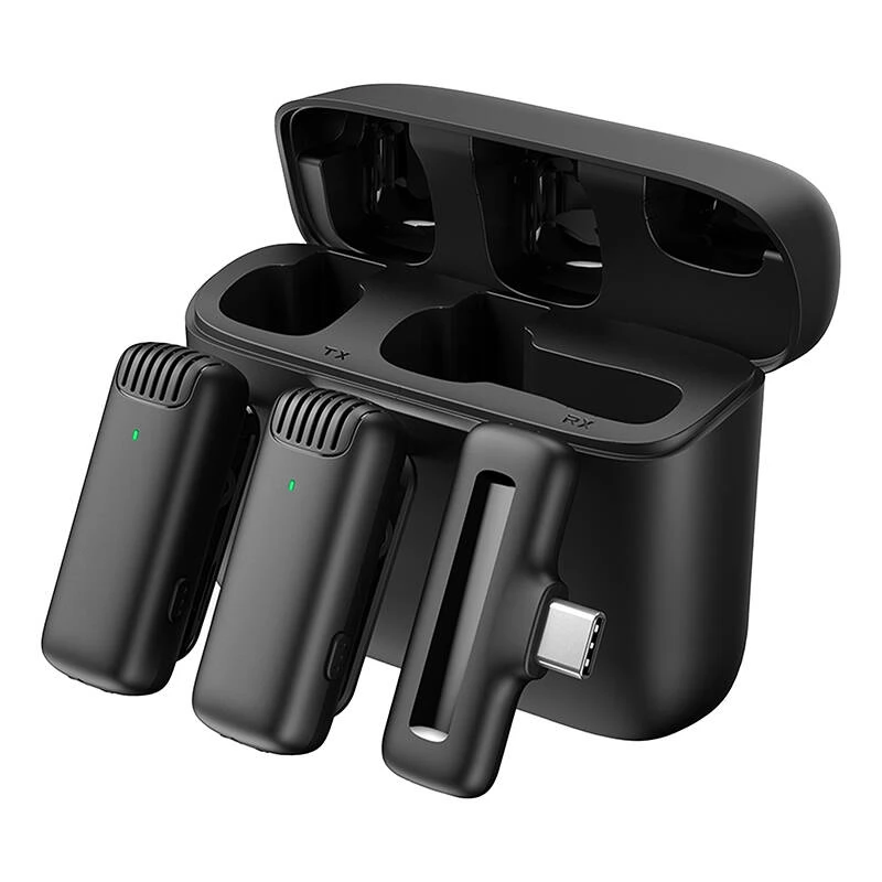 APEXEL 2in1 vezeték nélküli mikrofonok smart töltőtokkal USB-C