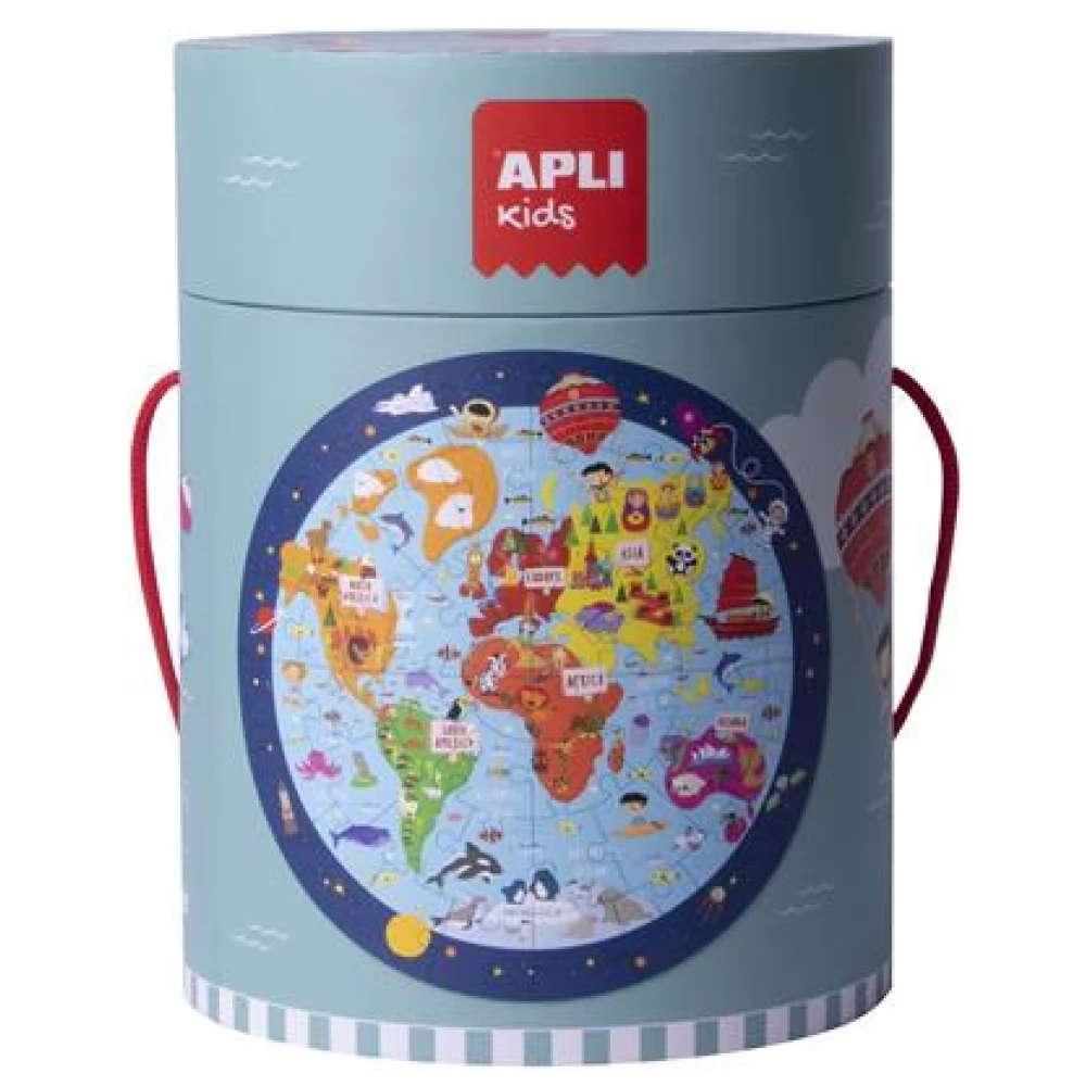 APLI Kids Puzzle játék 48 darabos kör alakú Világtérkép