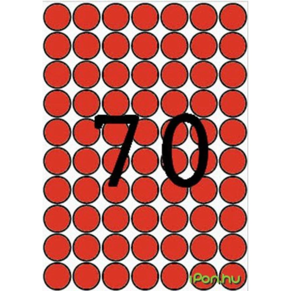 APLI Körcímke 19 mm átmérő piros A5 70 etikett/lap 560 etikett/csomag