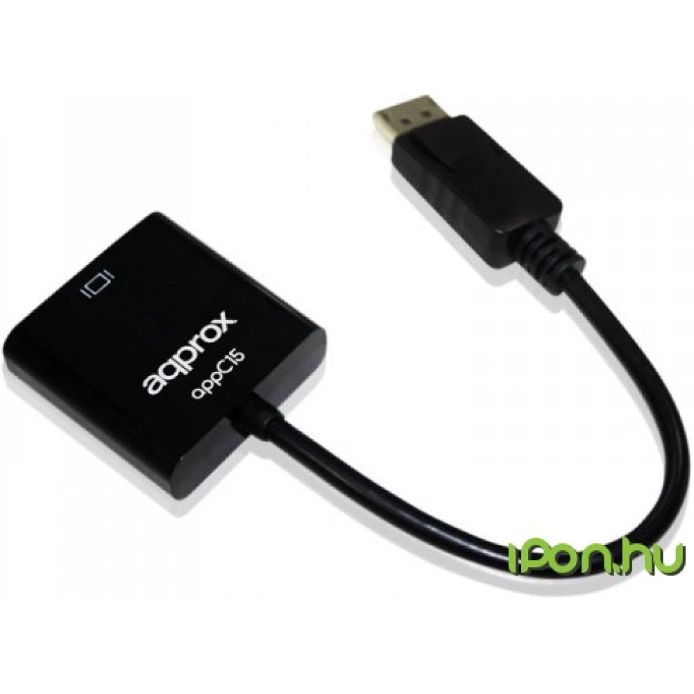 APPROX DisplayPort VGA/D-Sub Átalakító Fekete 20cm APPC15
