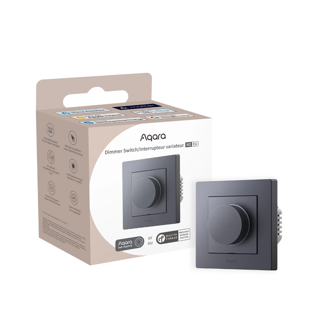 AQARA AQA-KAP-H2DIM-G H2 Dimmer fényerőszabályzós Zigbee + Thread okos villanykapcsoló szürke