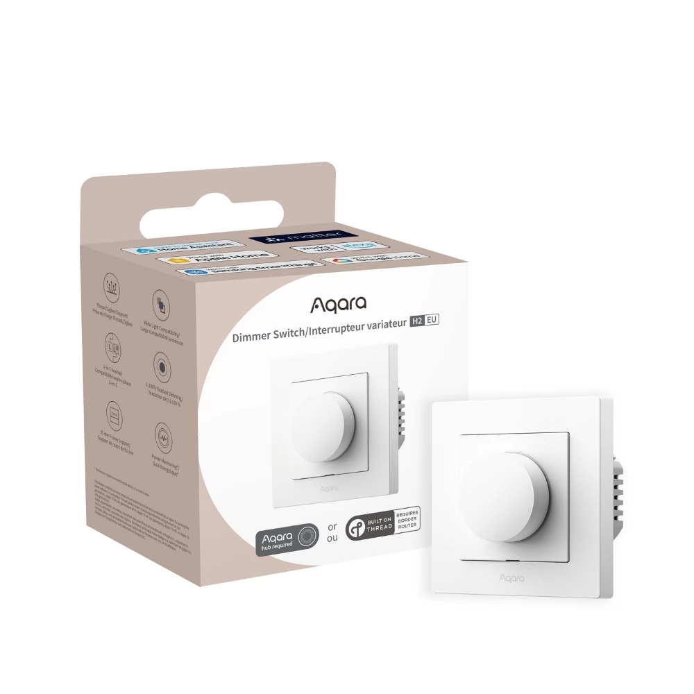 AQARA AQA-KAP-H2DIM-W H2 Dimmer fényerőszabályzós Zigbee + Thread okos villanykapcsoló fehér