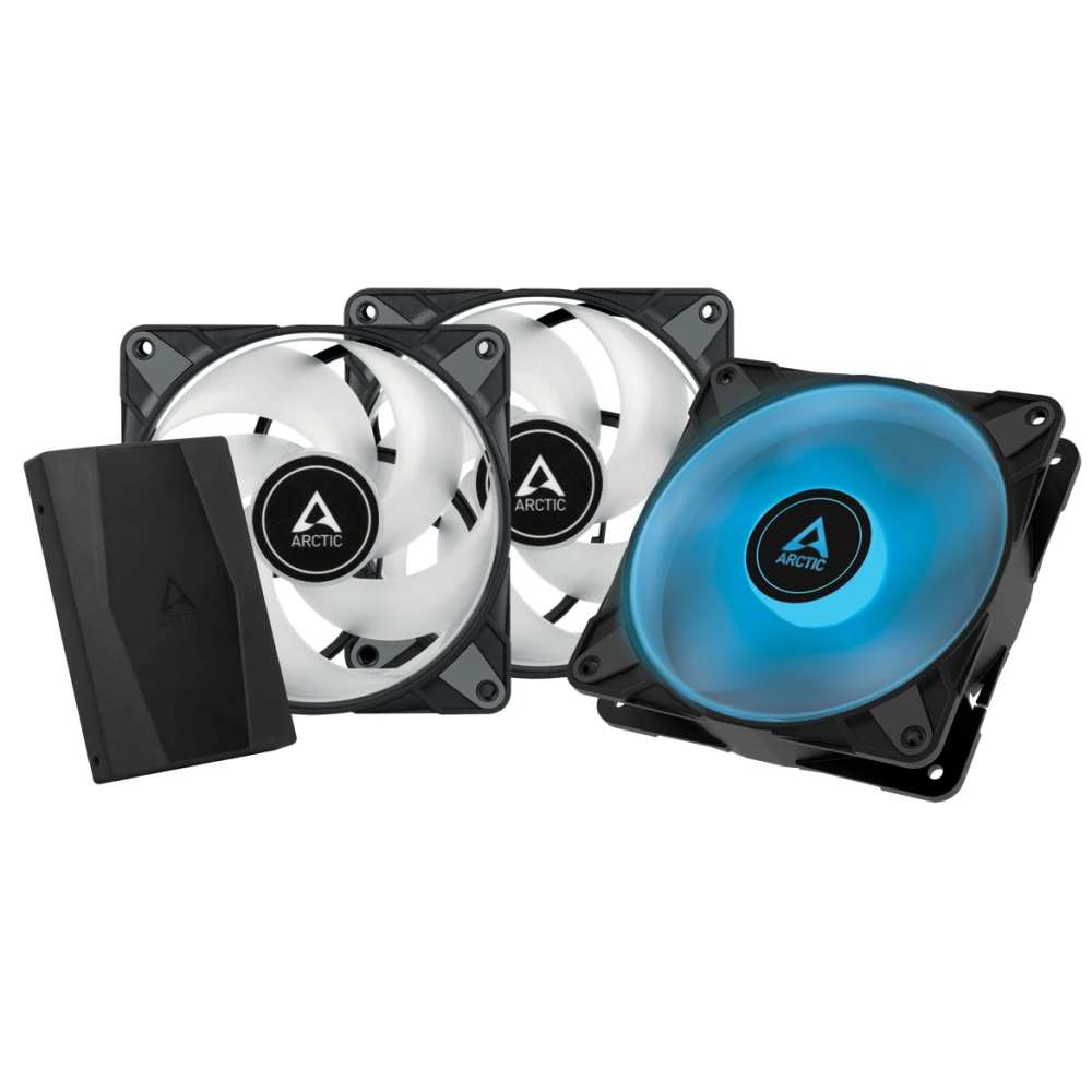 ARCTIC COOLING P12 PWM PST RGB 0dB 3 darabos szett + RGB világítás vezérlő