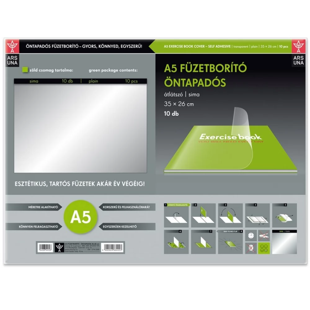 ARS UNA Füzetborító A5 35x26cm öntapadós sima 10db